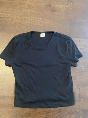 Sunday Best Black Ribbed Short Sleeve Tee